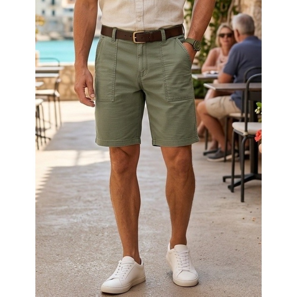 Weatherproof Vintage Ripstop Utility Shorts Men's 38 Olive Green Stretch Outdoor